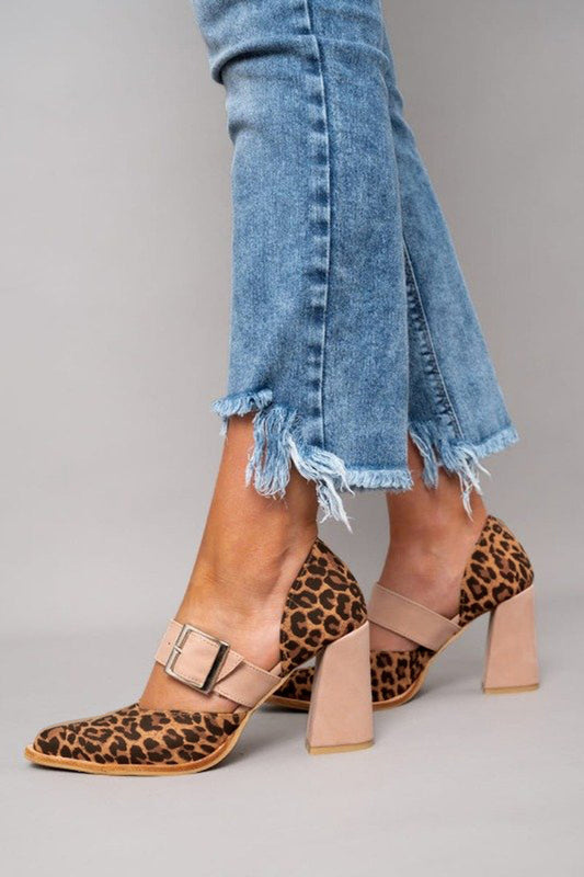 37 Selveta | Sandalias de ante leopardo con tacón estable