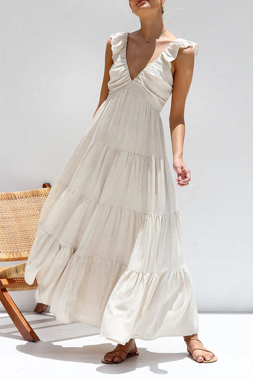 Giulietta | Abito Maxi con Rouches e Scollatura a V