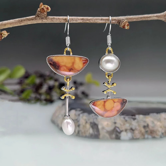 Orecchini in pietra arancione naturale vintage