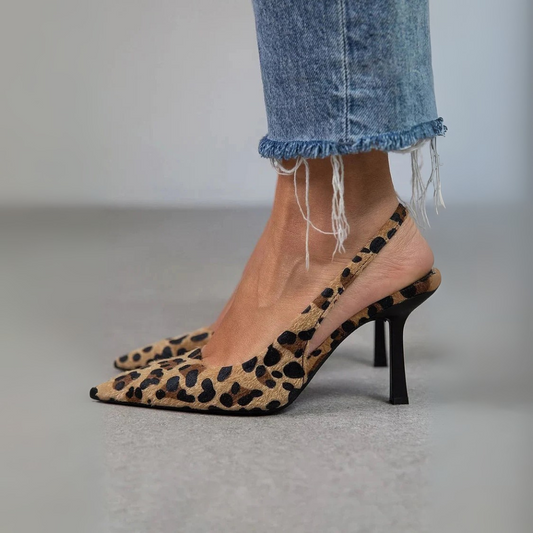Seda - Tacchi Stiletto Khaki con Punta Azzurra e Stampa Leopardo