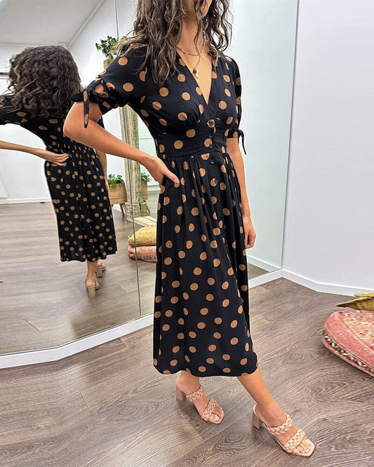 30 Fania | Polka Dots V-Neck Dress