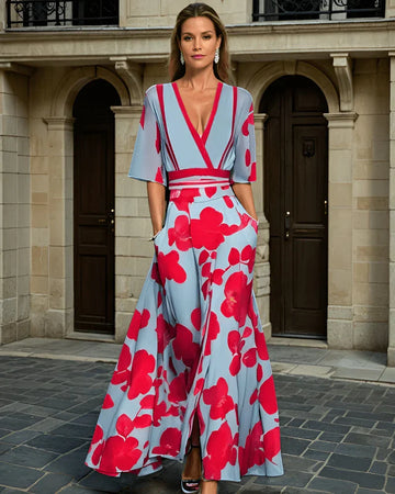 Elisa - Abito Maxi Elegante con Fiori