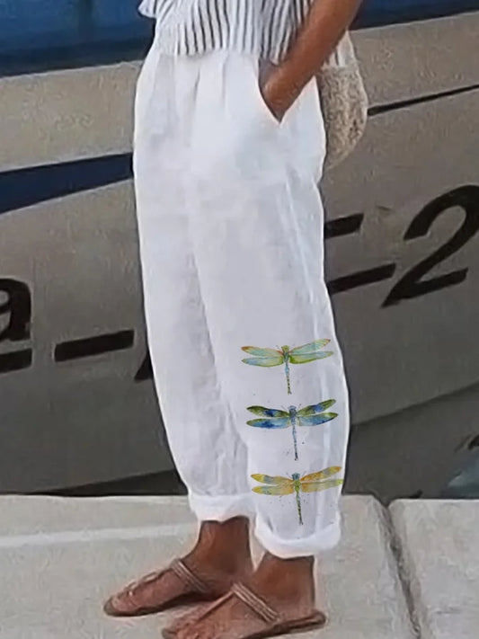 Chiara® – Pantaloni con Stampa di Libellule