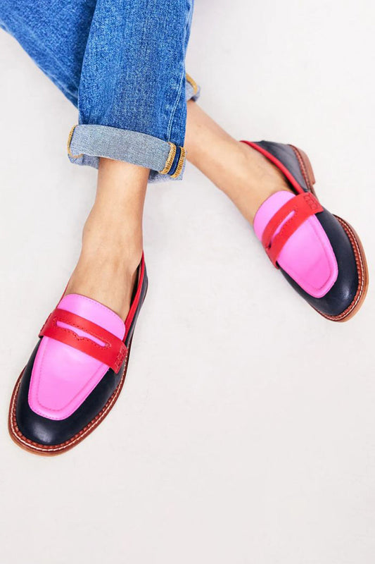 42 Lunessa | Mocasines negros con acento colorido