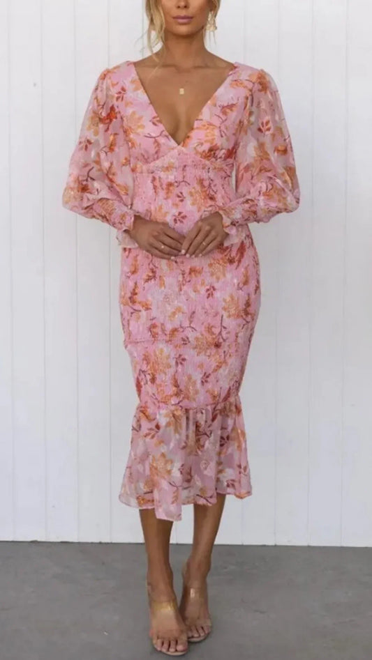 Miley - Vestito Midi con Stampa Floreale