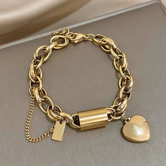Isa - Bracciale Chunky con Cuore in Oro 18k
