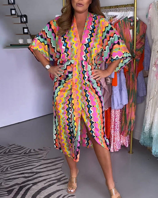 Amaris - Vestito Midi con Scollatura a V