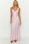 Farida - Abito Maxi in Pizzo Rosa