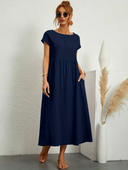 Rosanna – Vestito midi rilassato in morbido cotone