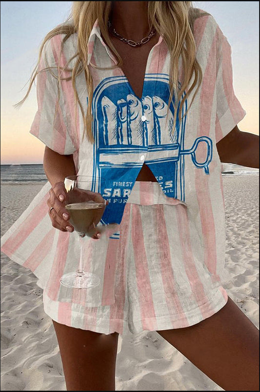 Silava – Completo Corto con Stampa di Sardine