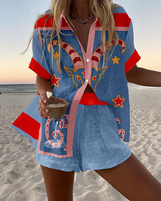 Jorelle – Completo Corto con Stampa di Capre