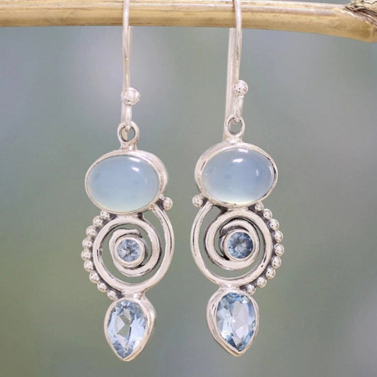 Orecchini Vintage in Argento con Pietra di Luna Esclusivi