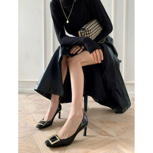 28 Narella™ | Sandalias elegantes de tacón medio y punta cuadrada