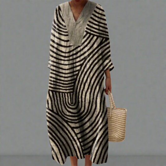 Irene™ | Vestito Fluttuante Monocromatico Labirinto