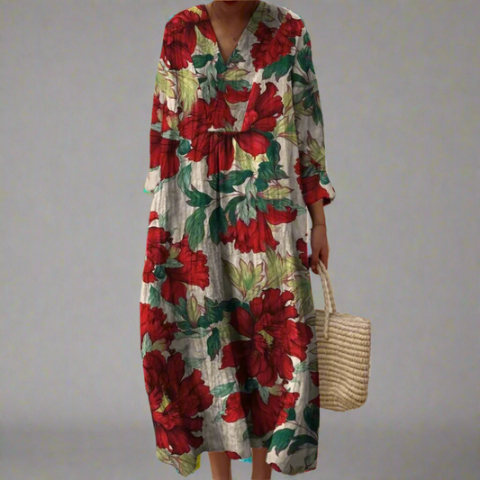 Evelyn™ | Stampa di Peonie Kühner Abito Maxi Casual