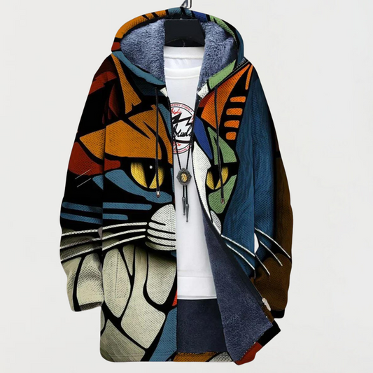 Lunaria | Cardigan Astratto con Volto di Gatto
