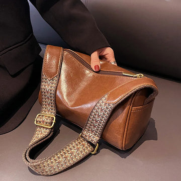 Trine™ | Borsa a tracolla vintage in pelle con tracolla regolabile intrecciata