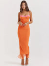 Cherley - Abito Maxi in Pizzo Arancione