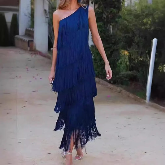 Paulina - Abito Maxi con Frange Straordinarie