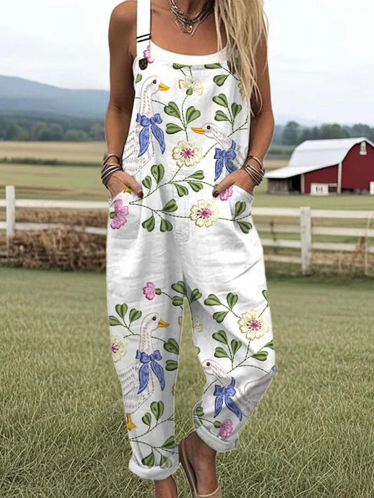 Tuta vintage monoflorale con gambe ampie – stile senza sforzo e comfort per tutto il giorno