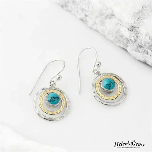 Orecchini Boho Saturno: Turchese & Oro