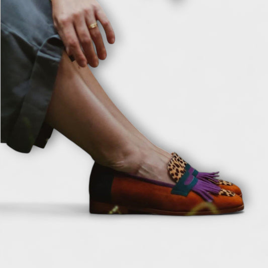 Fallon – Mocassino Marrone con Stampa Leopardo