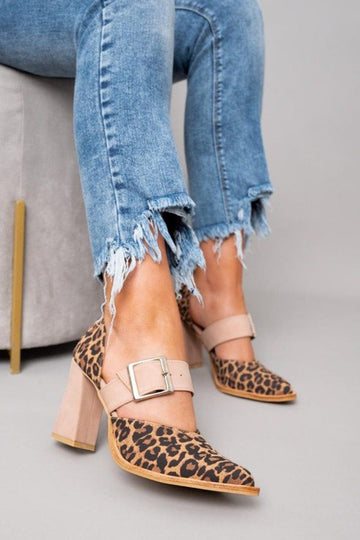 37 Selveta | Sandalias de ante leopardo con tacón estable