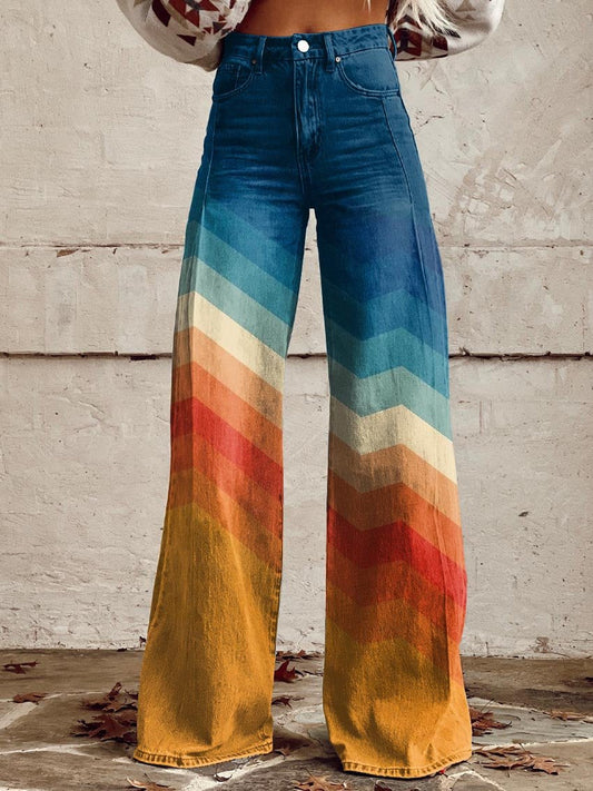 Léa - Pantaloni Retro Zigzag Eleganti