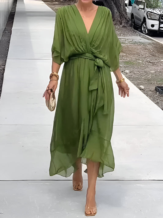 Monica - Abito in chiffon con scollatura a V