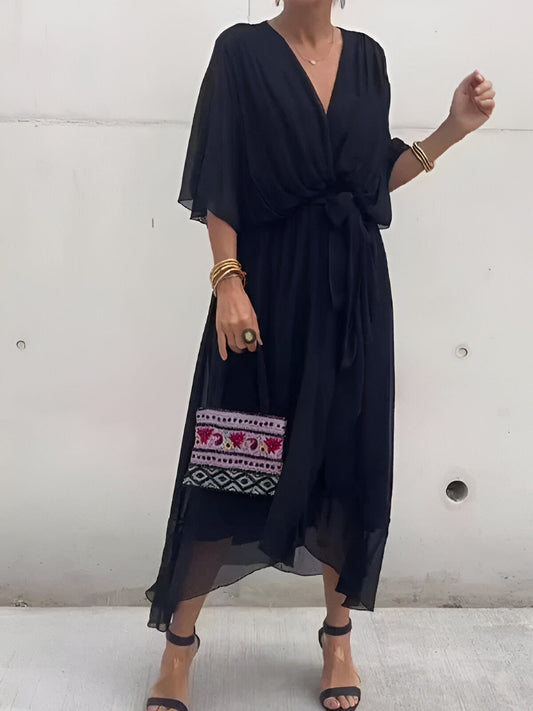 Monica - Abito in chiffon con scollatura a V