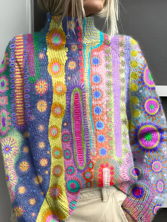 Delphine - Maglione a Collo Alto in Maglia Colorata