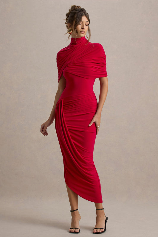 Taylor - Abito Maxi Asimmetrico con Cappuccio
