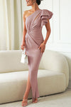 Caz - Abito Midi con Spalle Scoperte e Maniche a Ruffles