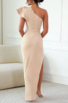 Caz - Abito Midi con Spalle Scoperte e Maniche a Ruffles