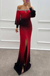Julieta - Abito Maxi Off Shoulder con Dettagli di Gemme e Spacco