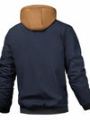 Giacca da Uomo con Cappuccio in Colore Unito - Giacca con Zip in Vestibilità Larga, Con Zip Frontale a Lunghezza Completa, Foderata per Primavera/Autunno/Inverno, Abbigliamento Casual (Nessuna Cintura Richiesta)