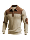 Maglione Jacquard a Maniche Lunghe da Uomo per Autunno-Inverno | Elegante Collo Alto, Zip Frontale, Strisce a Blocchi di Colore, Tunica Casual per il Weekend, Spessa