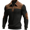 Maglione Jacquard a Maniche Lunghe da Uomo per Autunno-Inverno | Elegante Collo Alto, Zip Frontale, Strisce a Blocchi di Colore, Tunica Casual per il Weekend, Spessa