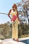 LILAH - ABITO MAXI IN MESH GIALLO