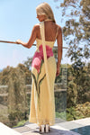 LILAH - ABITO MAXI IN MESH GIALLO