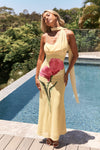 LILAH - ABITO MAXI IN MESH GIALLO