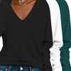 3-Pacchetto Magliette Donna V-Collo a Manica Lunga | Colore Unito, Stile Casual per Uso Quotidiano e Vacanze - Collezione Autunno/Inverno