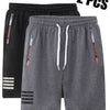 2 pezzi di pantaloni corti casual da uomo per sport all'aperto - Pantaloni corti estivi casual da uomo con tasche con zip, design semplice a tasche multifunzionali, adatti per l'uso quotidiano, corsa, fitness e viaggi all'aperto. Tessuto in maglia 100% po