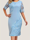 Bianca™ – Abito Bodycon Midi con Ricami Floreali & Maniche Trasparenti
