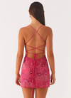VESTITO MINI RICAMATO CON SCHIENA INCROCIATA