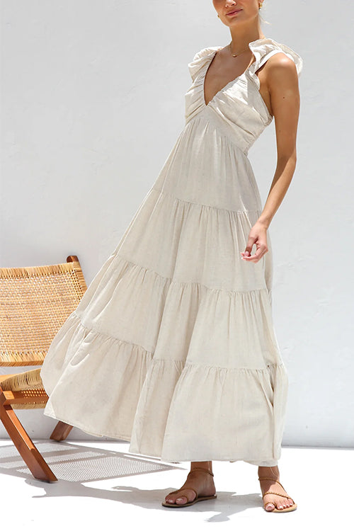 Giulietta | Abito Maxi con Rouches e Scollatura a V