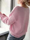 Maglia Soffice con Scollo a V e Spalla Scesa