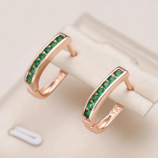 Eleganti Orecchini di Cristallo Verde