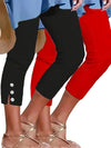 Pantaloni Capri Slim con Bottoni a Contrasto