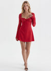 VESTITO MINI SATINATO CON MANICHE IN PIZZO